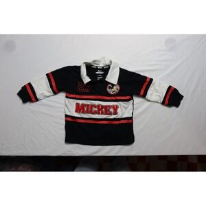 Disney Mickey Mouse Embroidered 28 Rugby Polo Shirt Long Sleeve Kids 2T